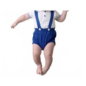 NEW DOLCE GOCCIA baby boys aiden suspenders 2 pc. set in blue/white